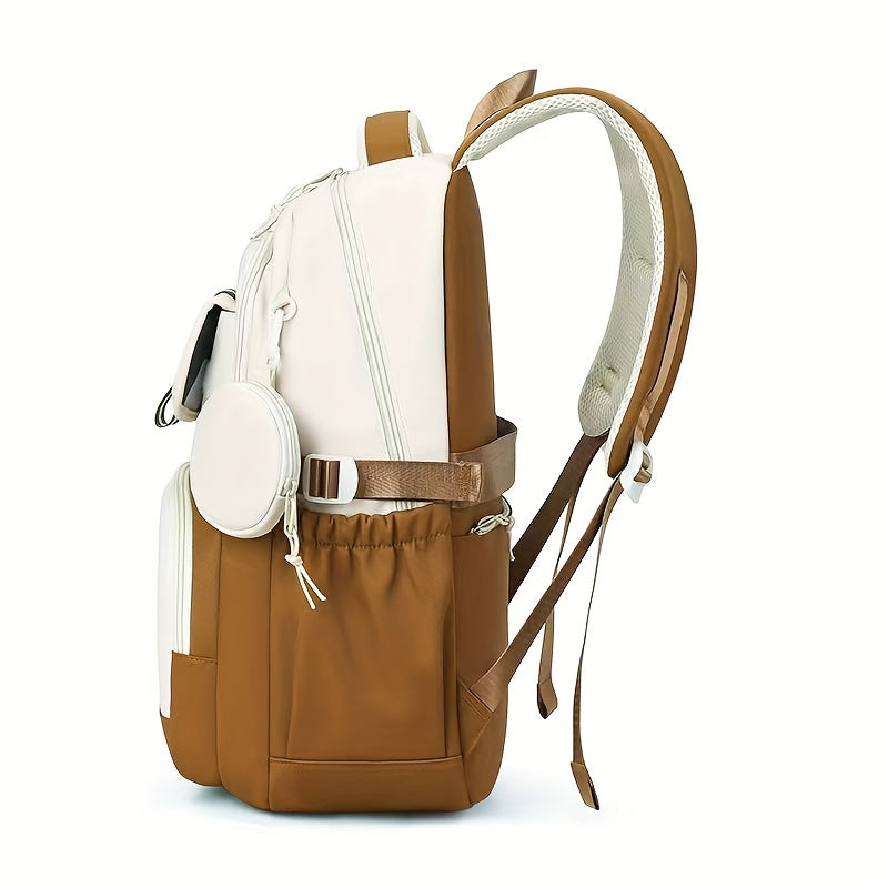 Capybara Casual Backpack | Lightweight Polyester School Bag with Adjustable Straps | Large Capacity | Zip Closure & Front Pocket | Playful Cartoon Design | Ideal for Students, Backpack for School