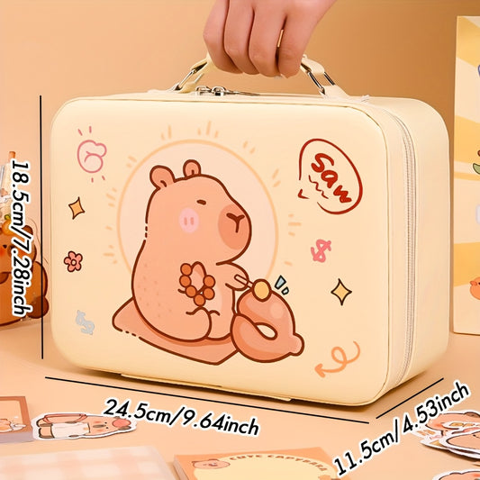 Capybara Stationery Gift Set with Stickers, Gel Pens, Pencil Case, Stickers and Accessories - Motivation Reward Set - Suitable for Birthday and Animal Lovers (Favor Bag/Carry-On Packaging)