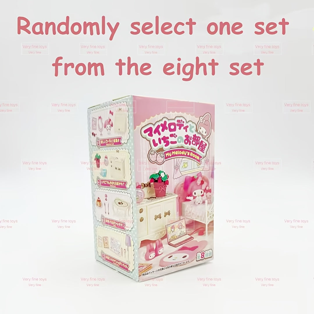 Sanrio Melody Cute Miniature Furniture Mystery Box, Mini Adorable Cartoon Design Collectible Toys for Dollhouse Decor, Birthday&Halloween&Christmas Gifts
