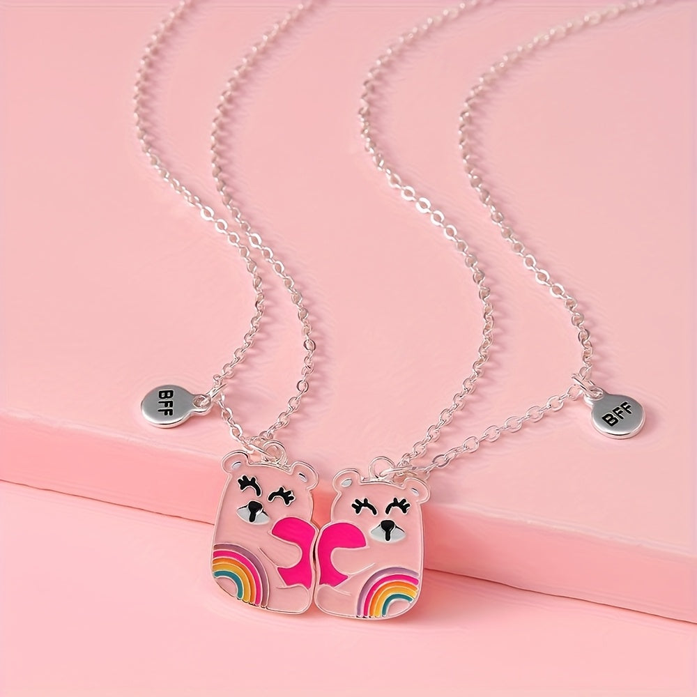 2pcs Cute Capybara Love Drop BFF Fashion Set Good Friend BFF Necklace for Teen Festival Birthday Party Music Festival Gift, For Teenager, For Teenager