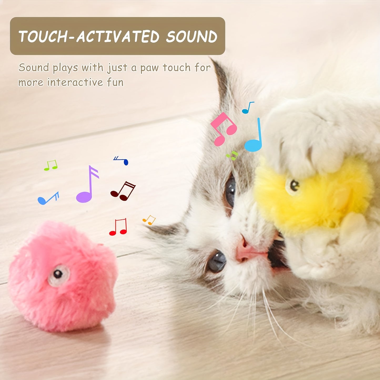 Bal with Sound Cat Toy Ball, Interactive Plush Toy Ball