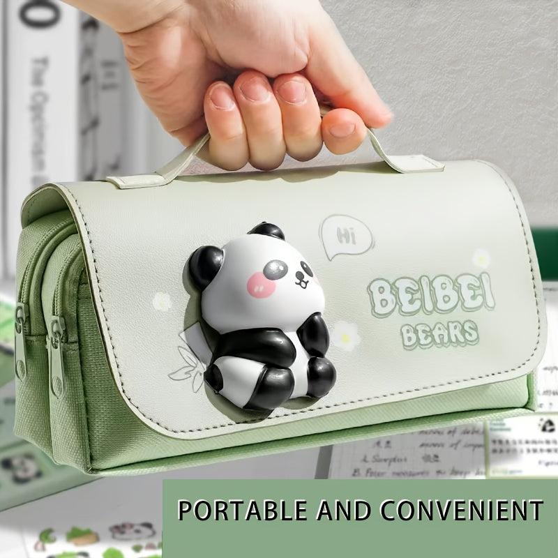 Squeeze It! Trendy Pencil Case, Large Capacity Multi-Functional Stationery Box for Desk Organization - Five Styles: Cute Sloths, Pandas & Kittens (Unisex)