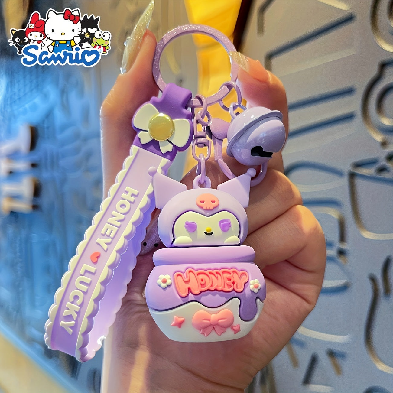 1 pc Sanrio Kuromi My Melody Pochacco Cinnamoroll Kurobo Plush-like Keychain