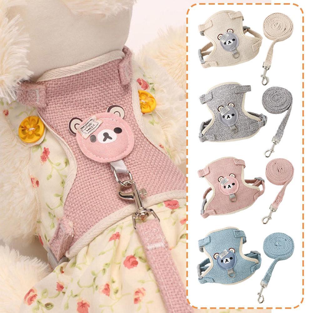 Lovely Small Pet Vest Chest Strap Dog Leash Traction Rope Walking Dog Cat Bunny Vest Harness Poodle Collar Leash Dog Accessories