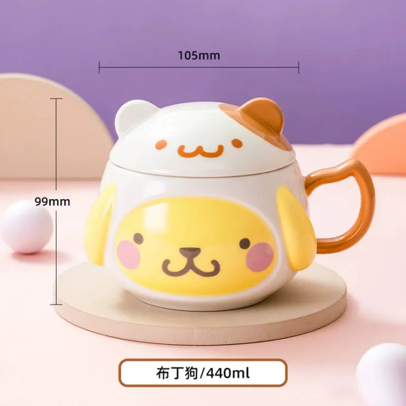 Kawaii Hello Kitty Ceramic Cup Kids Cartoon Cinnamoroll Juice Milk Breakfast Cup Men Female Office Coffee Cup Cute Holiday Gift