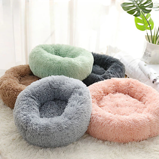 Soft Plush Pet Nest - Warm Washable Round Cat Dog cuddle bed