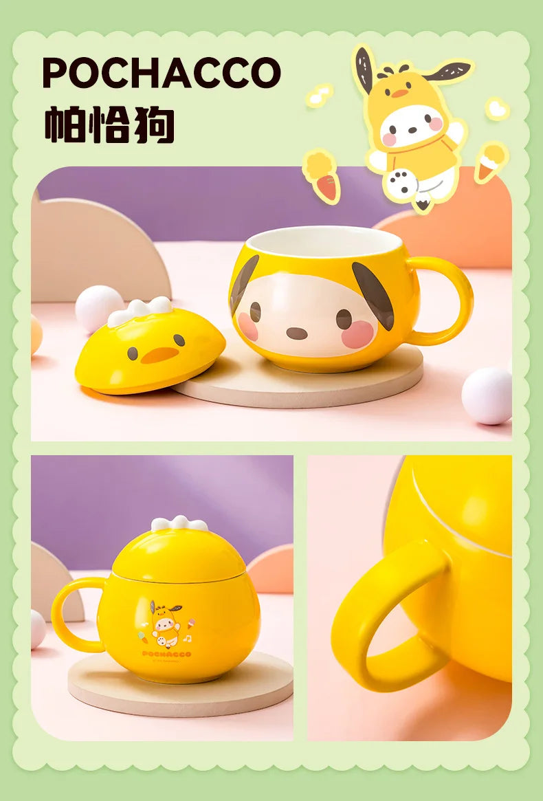 Kawaii Hello Kitty Ceramic Cup Kids Cartoon Cinnamoroll Juice Milk Breakfast Cup Men Female Office Coffee Cup Cute Holiday Gift