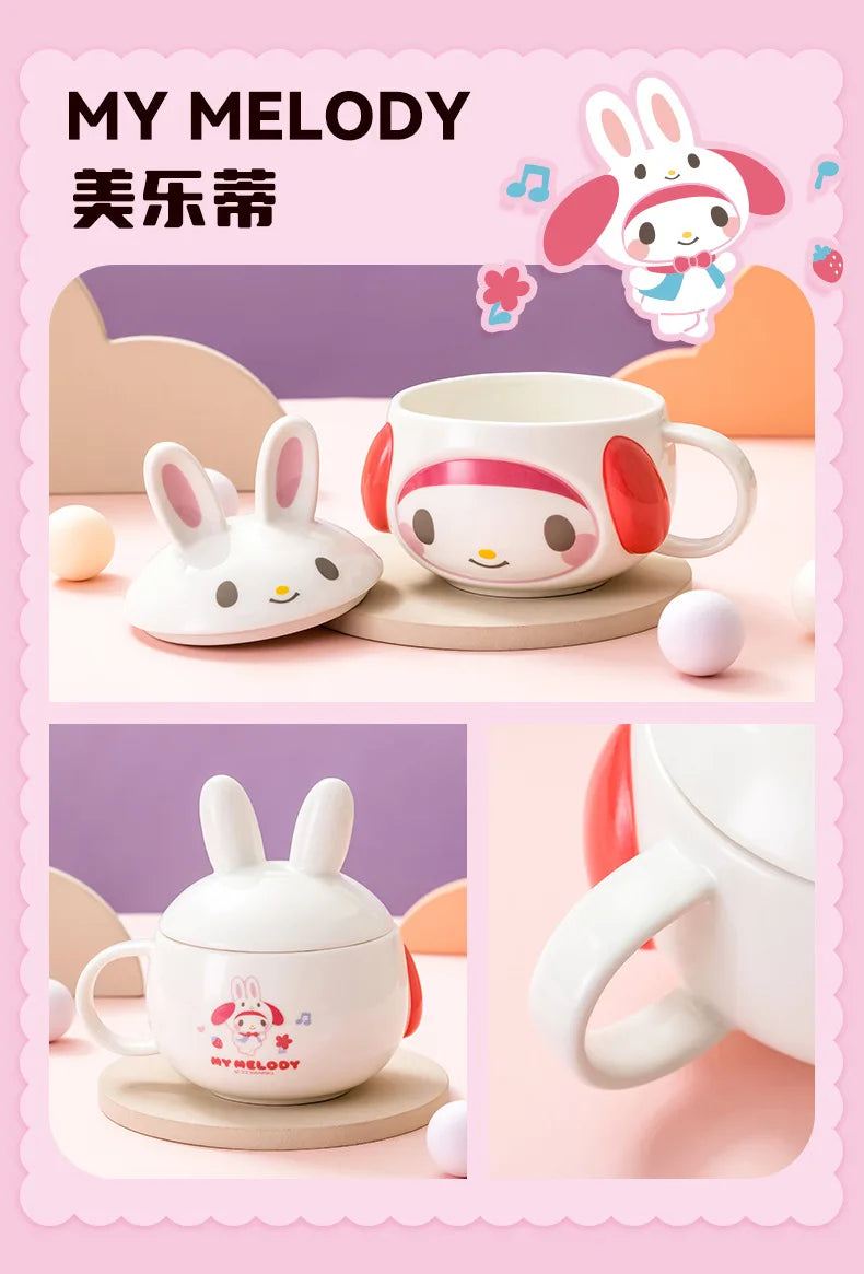 Kawaii Hello Kitty Ceramic Cup Kids Cartoon Cinnamoroll Juice Milk Breakfast Cup Men Female Office Coffee Cup Cute Holiday Gift
