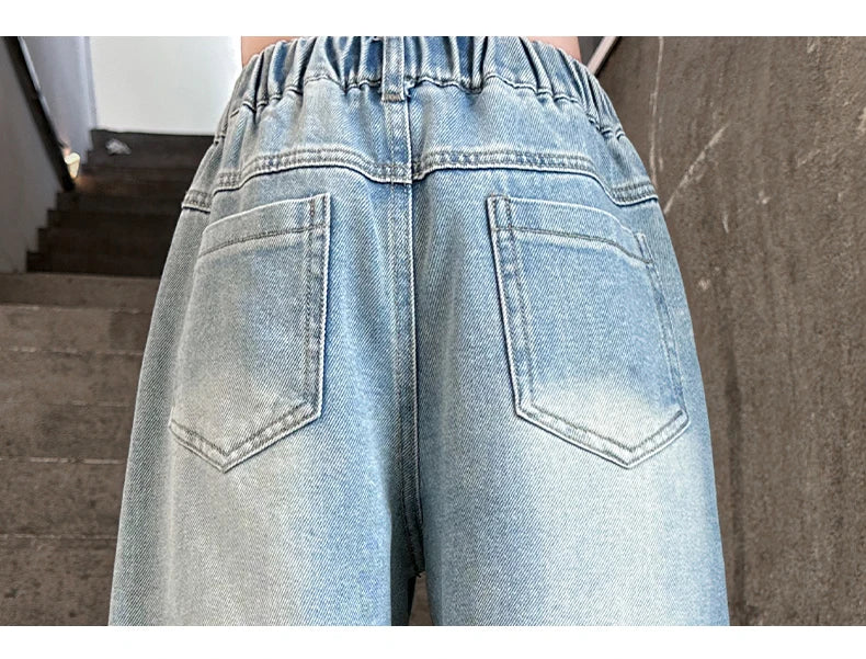 Jeans girls Love harts Pink Baggy Jeans 5-15 years old