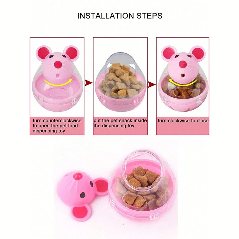 Mouse tumbler leaks food ball pet cat dog leaks food device dog cat interactive play toys