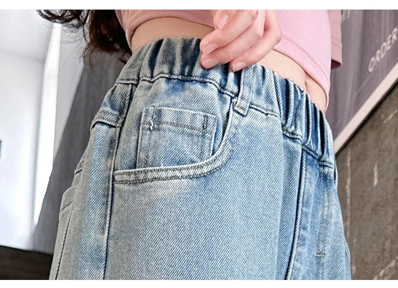 Jeans girls Love harts Pink Baggy Jeans 5-15 years old