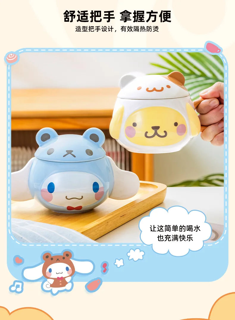 Kawaii Hello Kitty Ceramic Cup Kids Cartoon Cinnamoroll Juice Milk Breakfast Cup Men Female Office Coffee Cup Cute Holiday Gift