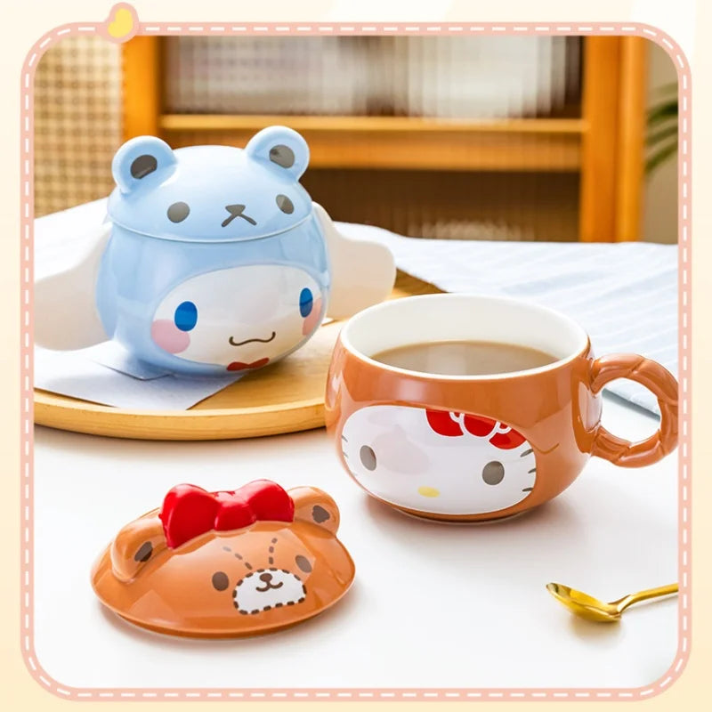 Kawaii Hello Kitty Ceramic Cup Kids Cartoon Cinnamoroll Juice Milk Breakfast Cup Men Female Office Coffee Cup Cute Holiday Gift