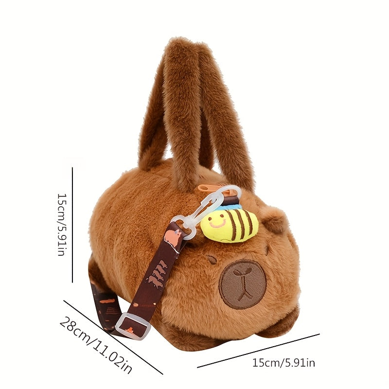 CapiBara Cartoon Rabbit Synthetic Fabric Tote Bag - Preppy Cute Shoulder Crossbody Purse with Interchangeable Double Handles for Daily Commute, College, Going Out - Durable Lightweight Polyester Lined Handbag with Dry Clean o