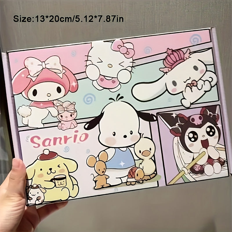 4-6pcs Sanrio Cute Product Surprise Hand Account Mystery Box Creative Back-to-School Season Stationery Hand Account Surprise Mystery Box Cartoon Sticker Gift Box - Includes 4-6 Different Items - Features cartoon characters, s
