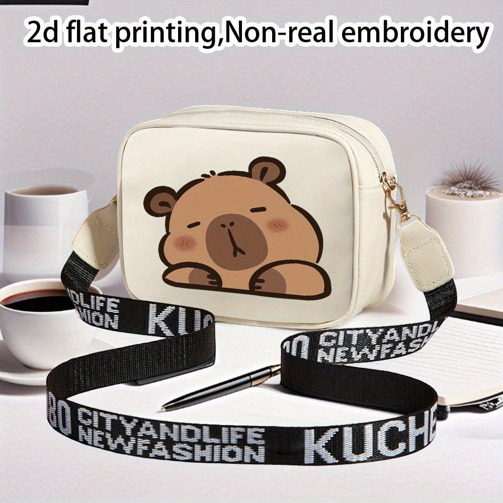 Stylish Capybara Print Crossbody Bag