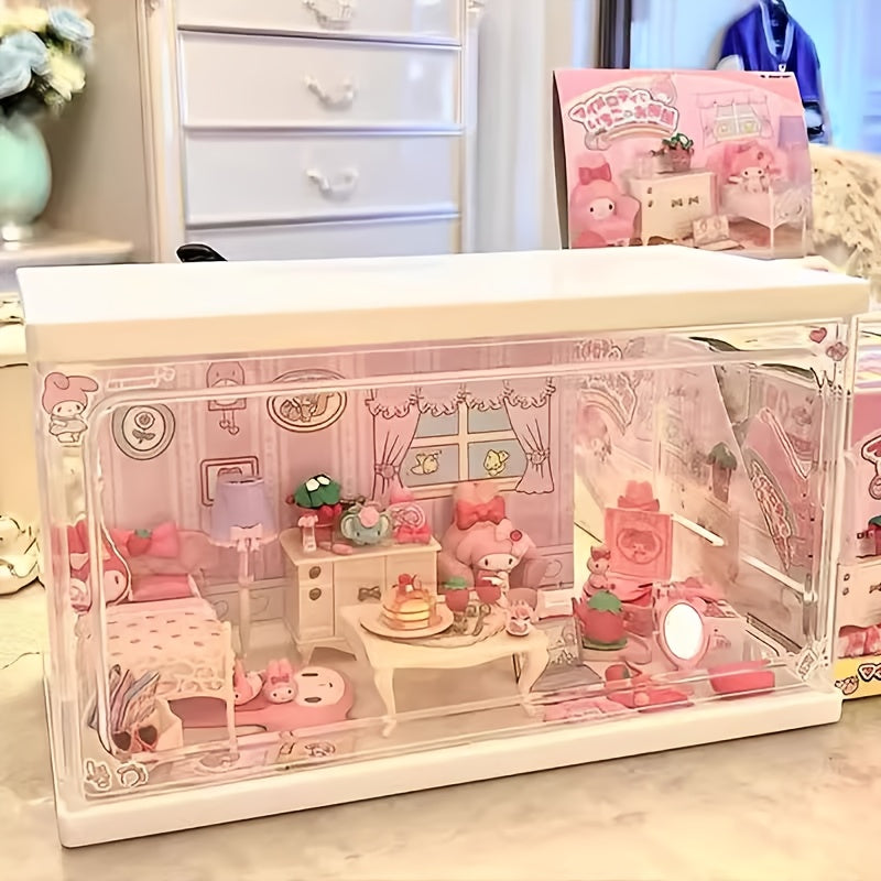 Sanrio Melody Cute Miniature Furniture Mystery Box, Mini Adorable Cartoon Design Collectible Toys for Dollhouse Decor, Birthday&Halloween&Christmas Gifts