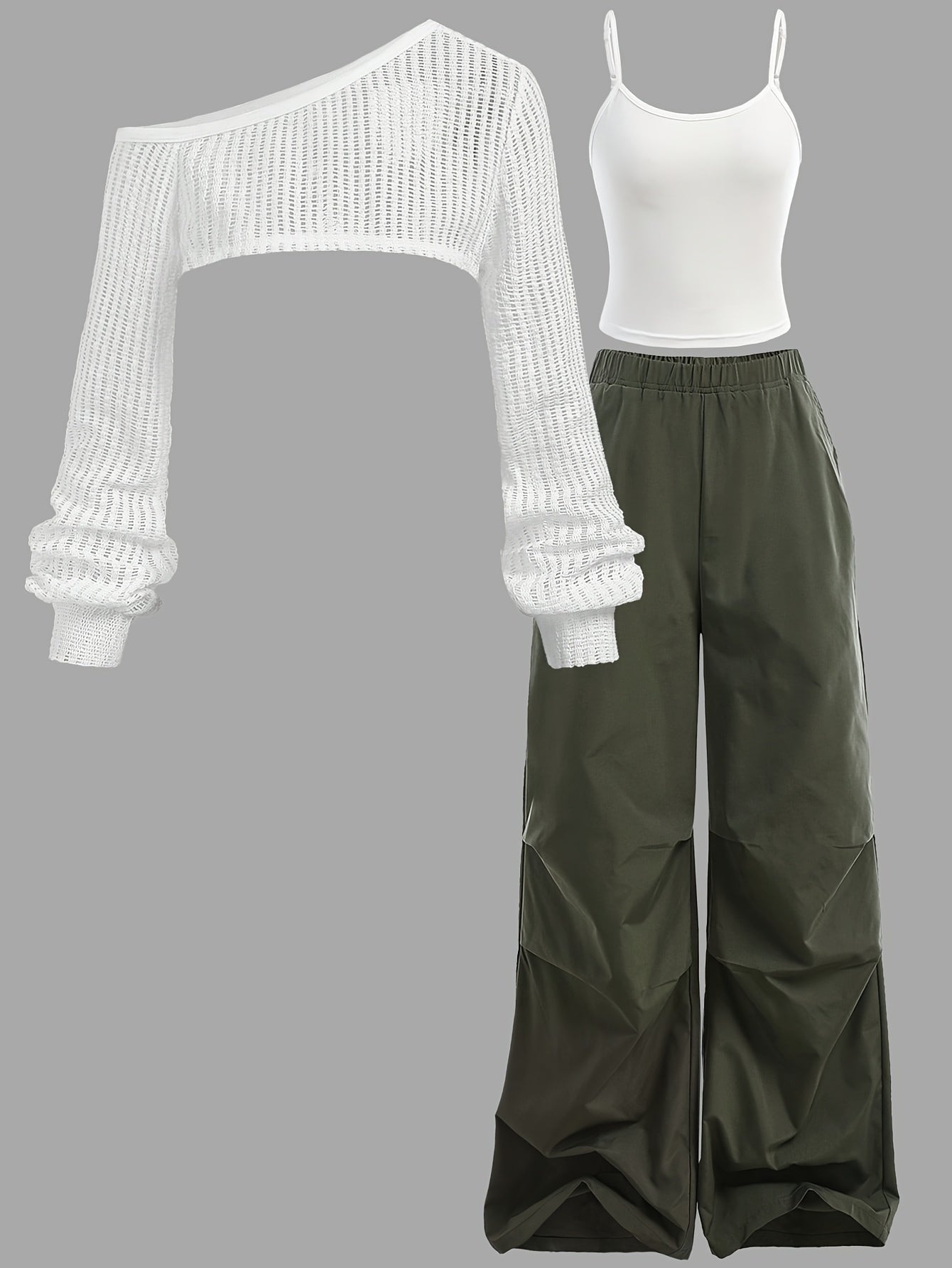 Youth 3pcs Set: Casual Mesh Top + Vest + Cargo Pants for Autumn/Winter, Perfect for Outdoor, for Teenager