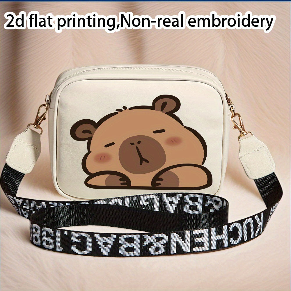 Stylish Capybara Print Crossbody Bag