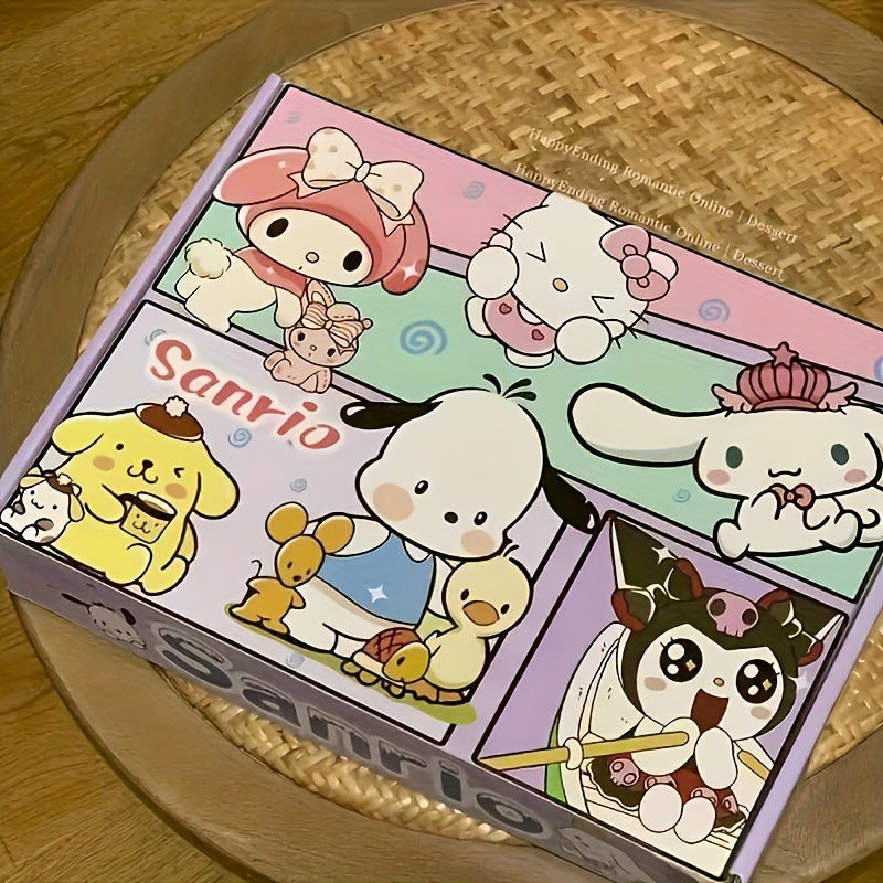4-6pcs Sanrio Cute Product Surprise Hand Account Mystery Box Creative Back-to-School Season Stationery Hand Account Surprise Mystery Box Cartoon Sticker Gift Box - Includes 4-6 Different Items - Features cartoon characters, s