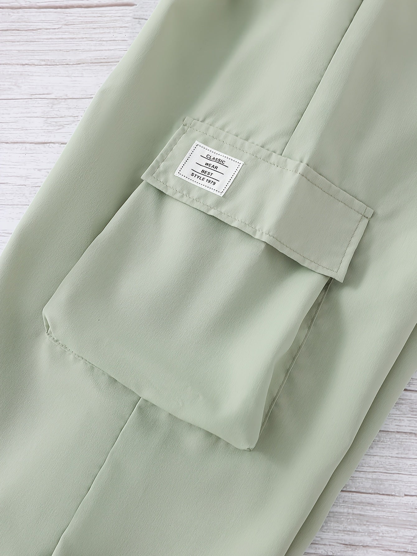 Youth Fashion Casual Design Strapless Top + Elastic Waistband Pocket Cargo Pants Set Two-Piece, Perfect for Outdoor, For Teenager, For Teenager