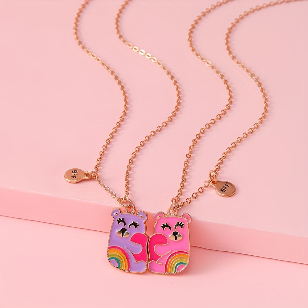 2pcs Cute Capybara Love Drop BFF Fashion Set Good Friend BFF Necklace for Teen Festival Birthday Party Music Festival Gift, For Teenager, For Teenager