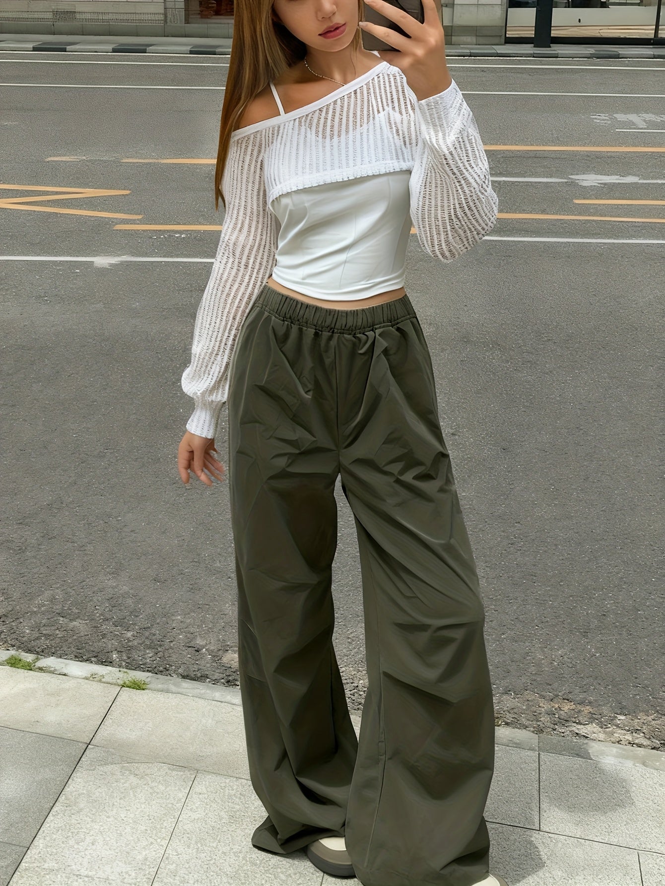 Youth 3pcs Set: Casual Mesh Top + Vest + Cargo Pants for Autumn/Winter, Perfect for Outdoor, for Teenager