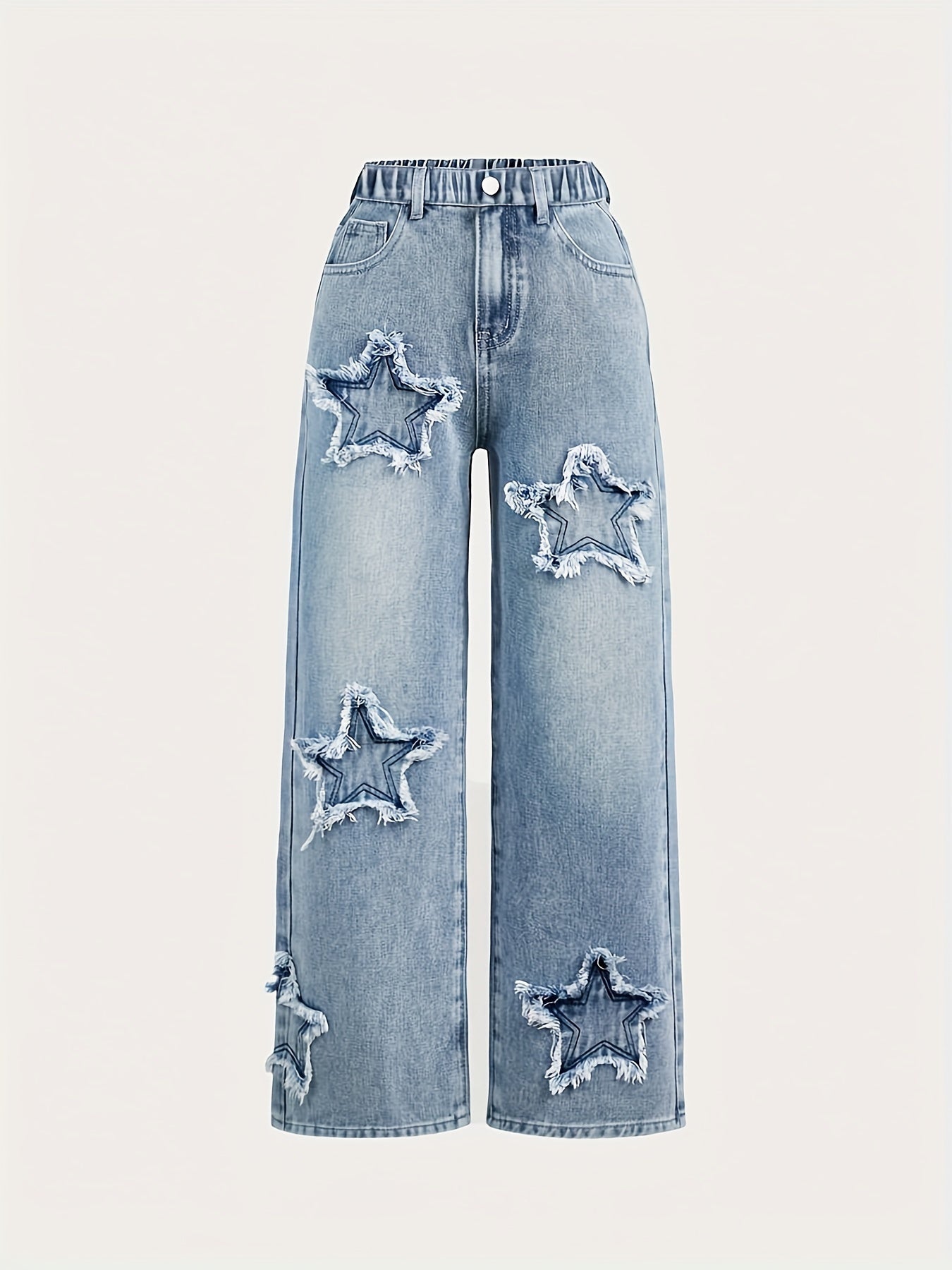 Teen Girls Light Blue Star Denim