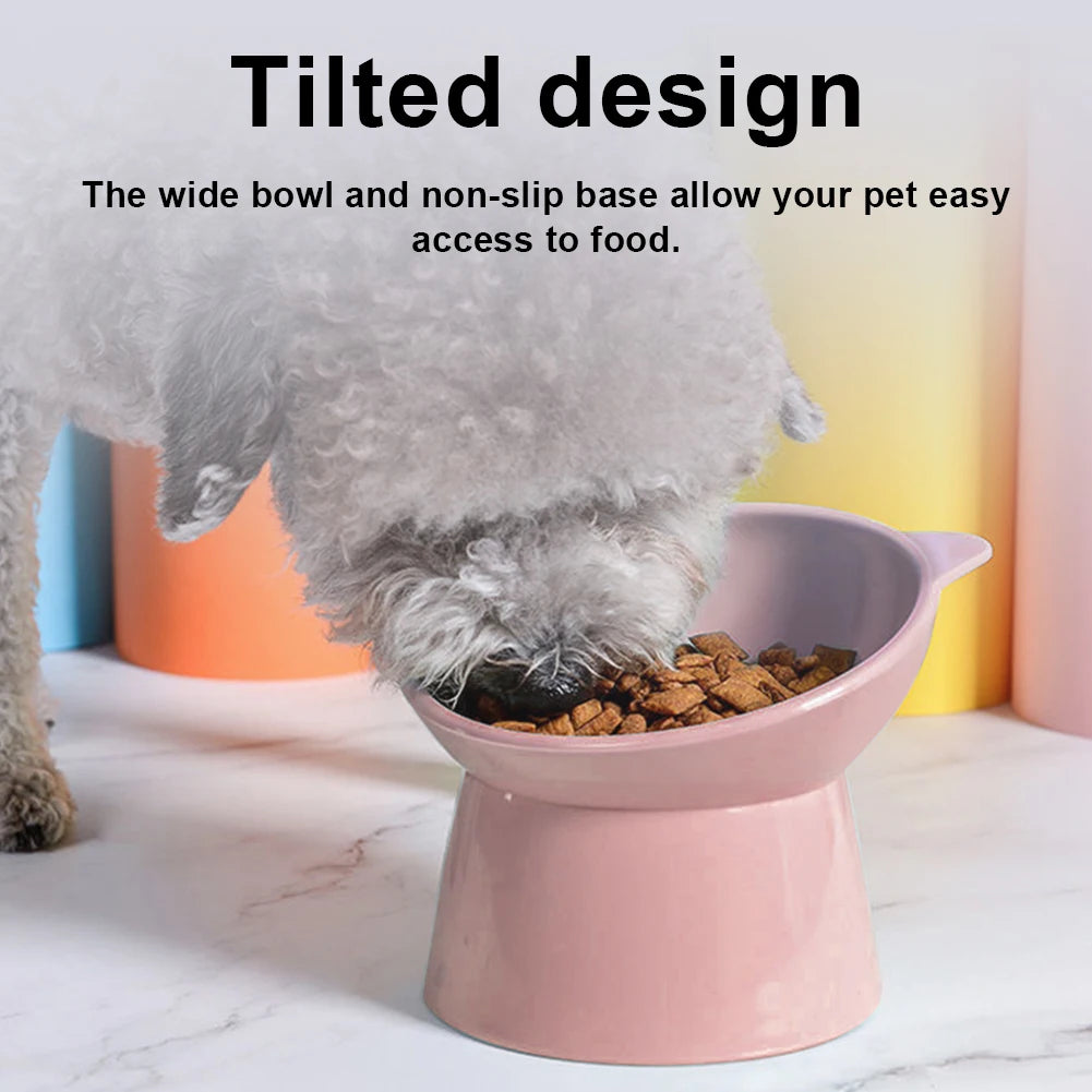 Tilted Cat Food Bowl Elevated Cat Bowl Ergonomic Cat Food Dish Anti Vomiting Plastic Feeding Bowl Non Slip for Flat- Faced Cats
