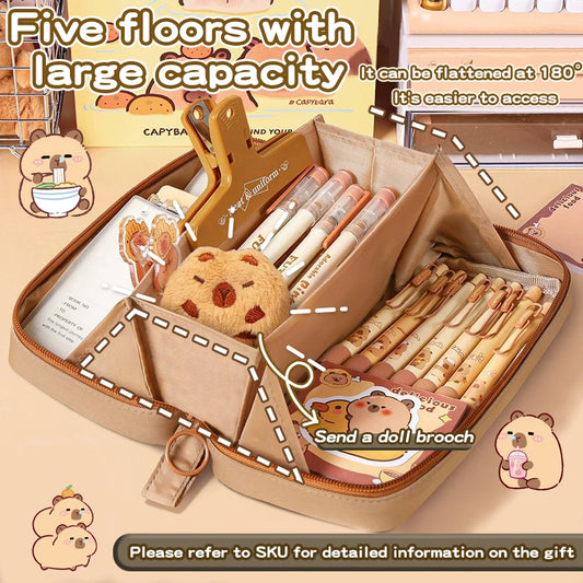 17/31 pce Capybara Pencil Box Set, 5-layer