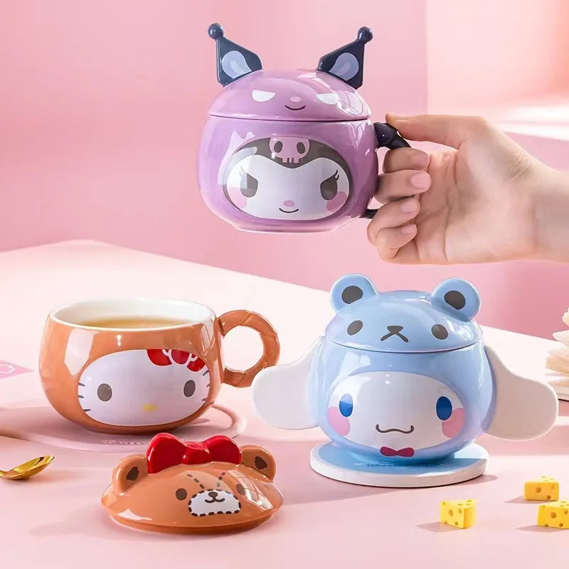 Kawaii Hello Kitty Ceramic Cup Kids Cartoon Cinnamoroll Juice Milk Breakfast Cup Men Female Office Coffee Cup Cute Holiday Gift