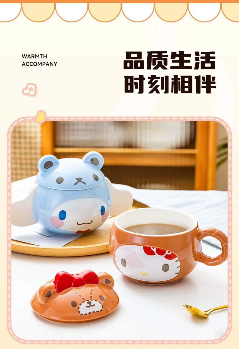 Kawaii Hello Kitty Ceramic Cup Kids Cartoon Cinnamoroll Juice Milk Breakfast Cup Men Female Office Coffee Cup Cute Holiday Gift