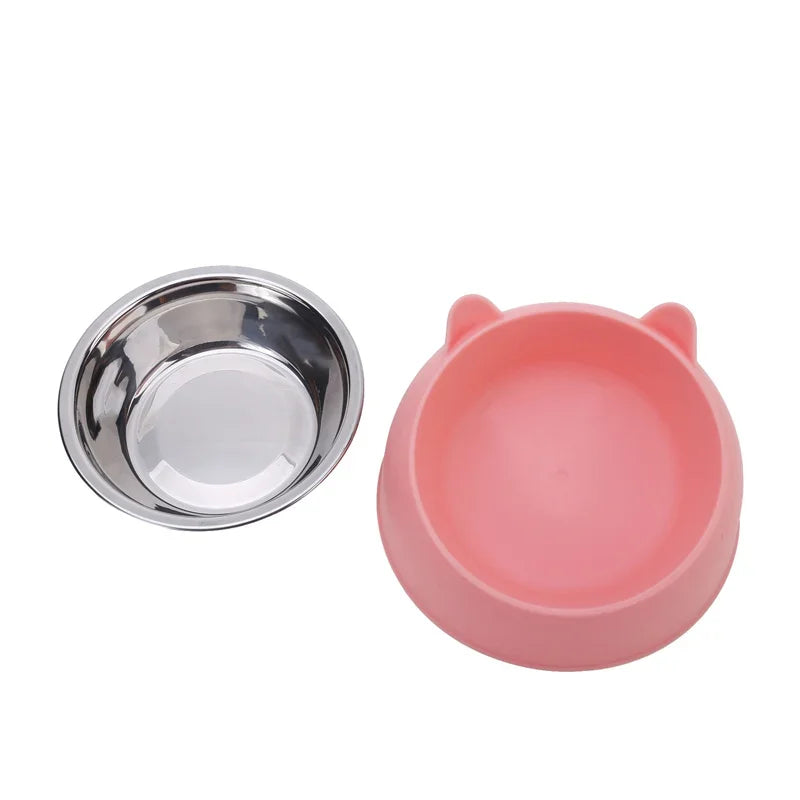 Eco-Friendly1PC Stainless Steel Cat Bowl, 15° Inclined Pet Food Dish with Non-Slip Base, Anti-Choke Feeder for Cats/Kittens/Dogs