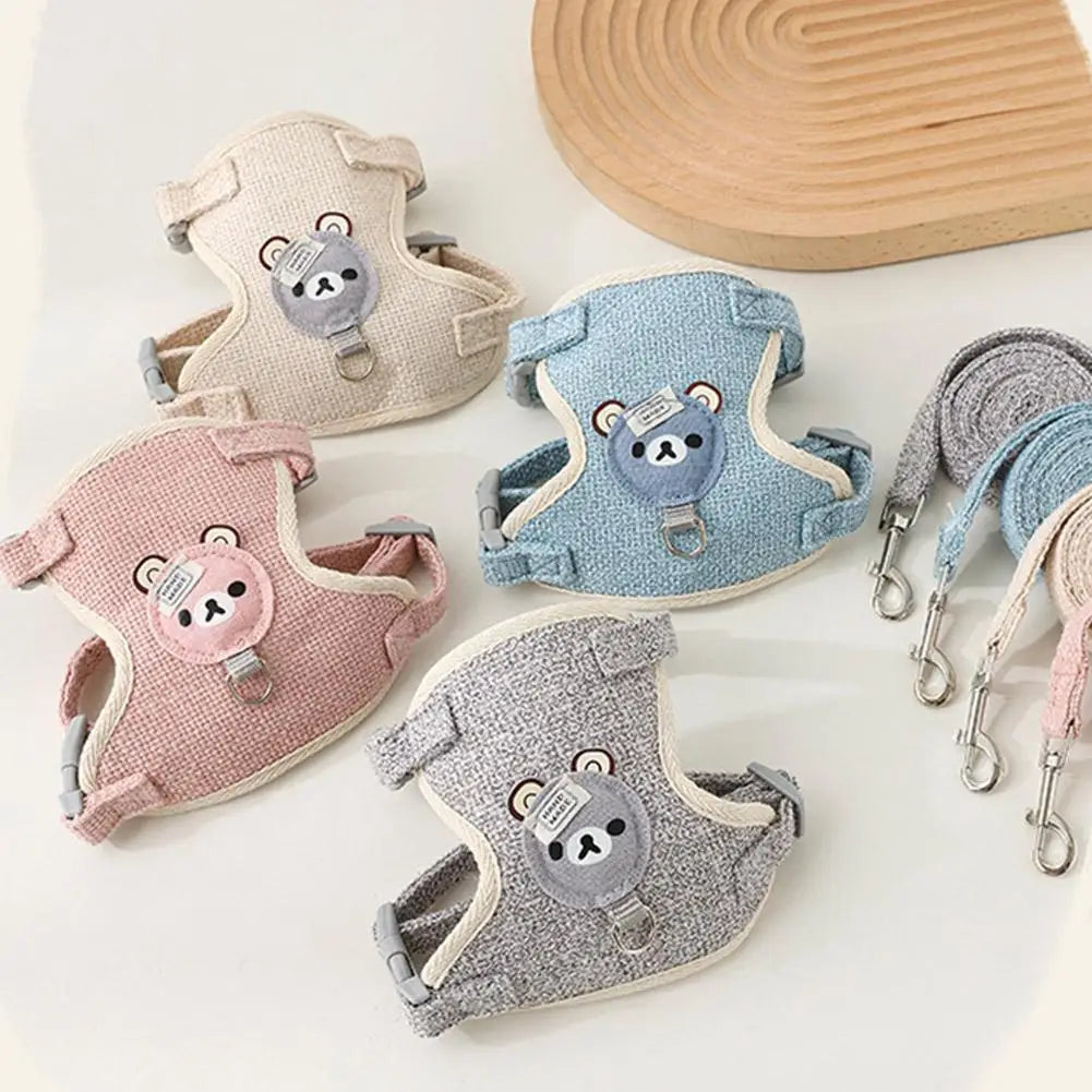 Lovely Small Pet Vest Chest Strap Dog Leash Traction Rope Walking Dog Cat Bunny Vest Harness Poodle Collar Leash Dog Accessories