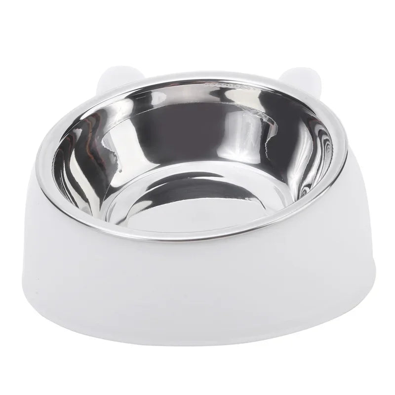 Eco-Friendly1PC Stainless Steel Cat Bowl, 15° Inclined Pet Food Dish with Non-Slip Base, Anti-Choke Feeder for Cats/Kittens/Dogs