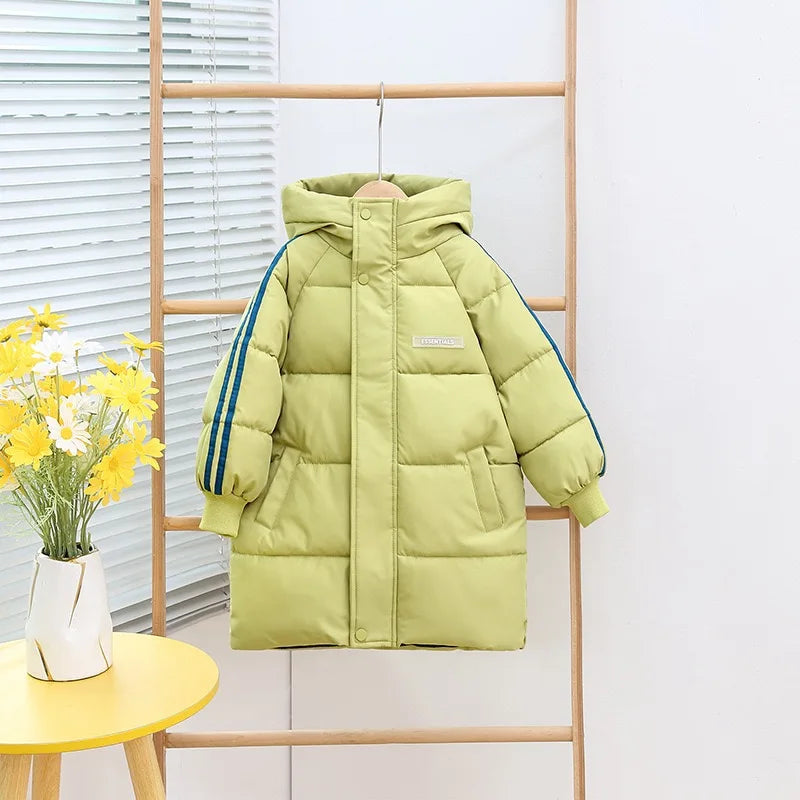 Boys Girls Cotton-Padded Coats Kids Long Down Autumn Winter