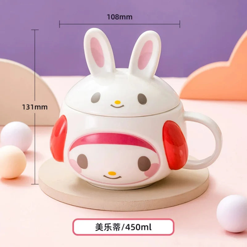 Kawaii Hello Kitty Ceramic Cup Kids Cartoon Cinnamoroll Juice Milk Breakfast Cup Men Female Office Coffee Cup Cute Holiday Gift