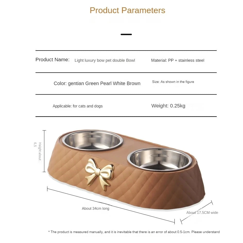 Cats Food Bowl PP Base Dog Bowl Stainless Steel Double Pet Accessories Feeding Drinking Double Bowl