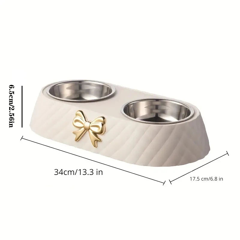 Cats Food Bowl PP Base Dog Bowl Stainless Steel Double Pet Accessories Feeding Drinking Double Bowl