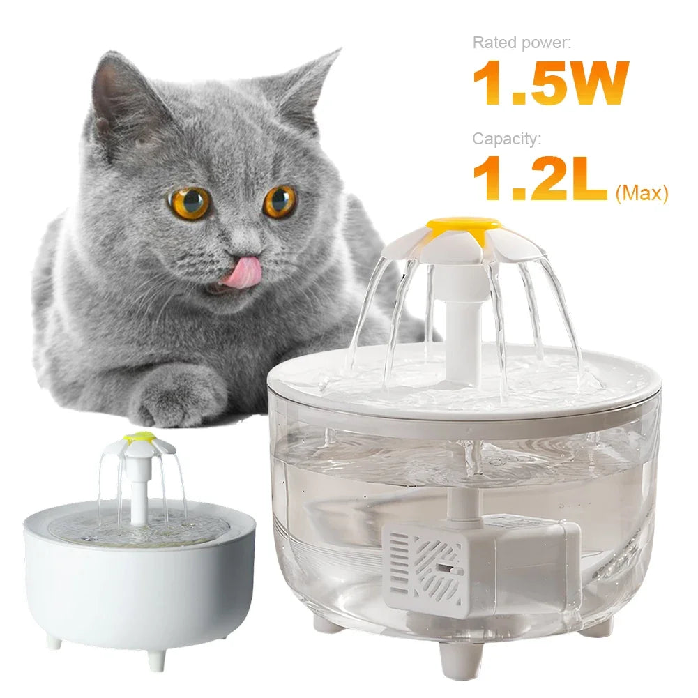 Pets Water Fountain Auto Filter USB Electric Mute Cat Drinker Bowl 1200mL Recirculate Filtring Drinker for Cats Water Dispenser