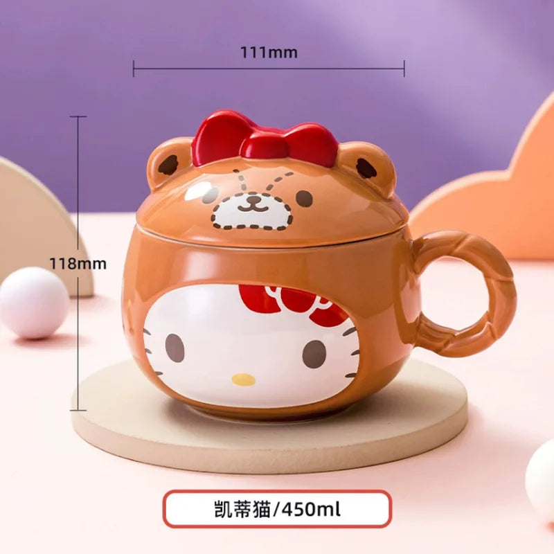 Kawaii Hello Kitty Ceramic Cup Kids Cartoon Cinnamoroll Juice Milk Breakfast Cup Men Female Office Coffee Cup Cute Holiday Gift