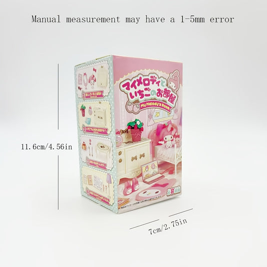 Sanrio Melody Cute Miniature Furniture Mystery Box, Mini Adorable Cartoon Design Collectible Toys for Dollhouse Decor, Birthday＆Halloween＆Christmas Gifts