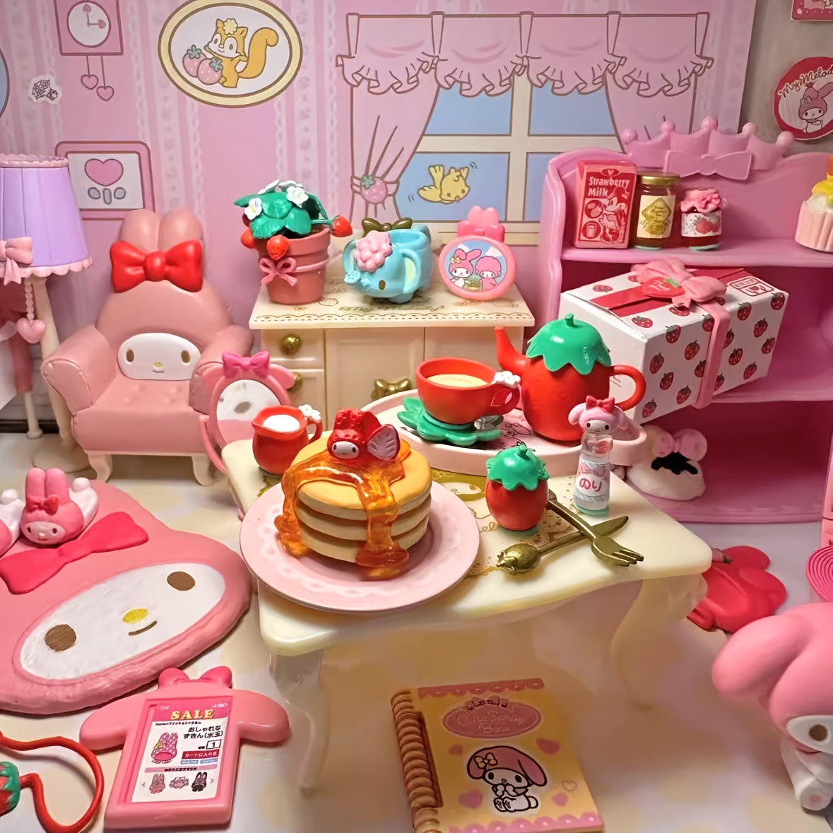Sanrio Melody Cute Miniature Furniture Mystery Box, Mini Adorable Cartoon Design Collectible Toys for Dollhouse Decor, Birthday＆Halloween＆Christmas Gifts