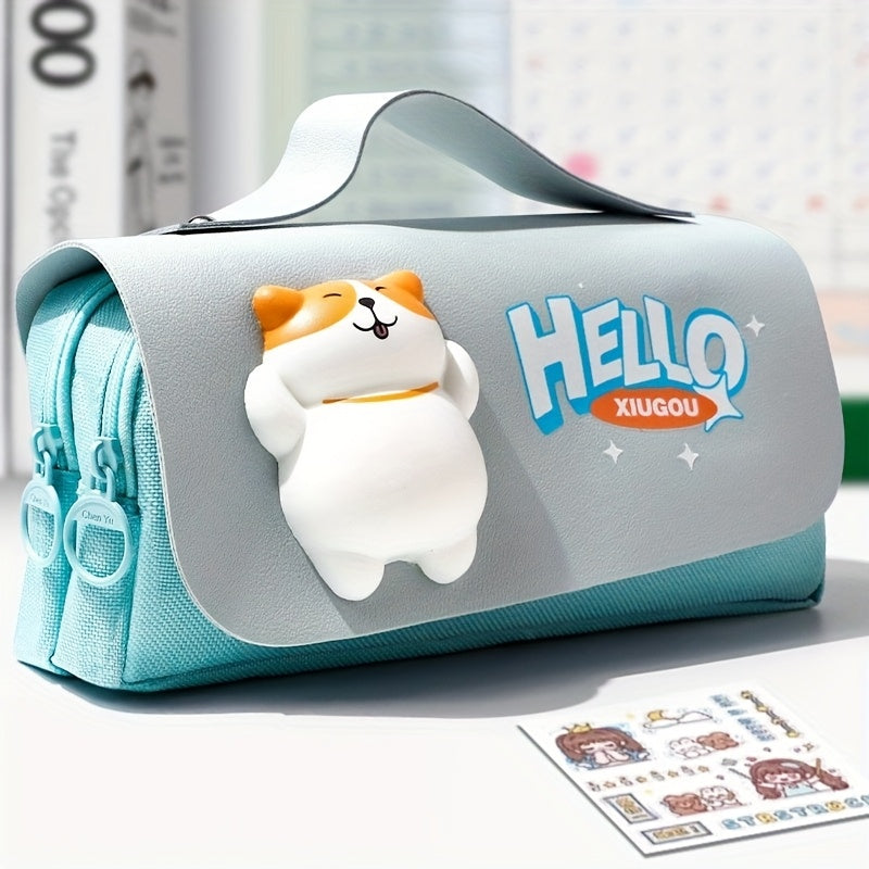 Squeeze It! Trendy Pencil Case, Large Capacity Multi-Functional Stationery Box for Desk Organization - Five Styles: Cute Sloths, Pandas & Kittens (Unisex)