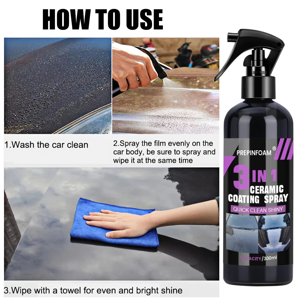 3-in-1 Car Ceramic Coating Spray - Nano Crystal Protection