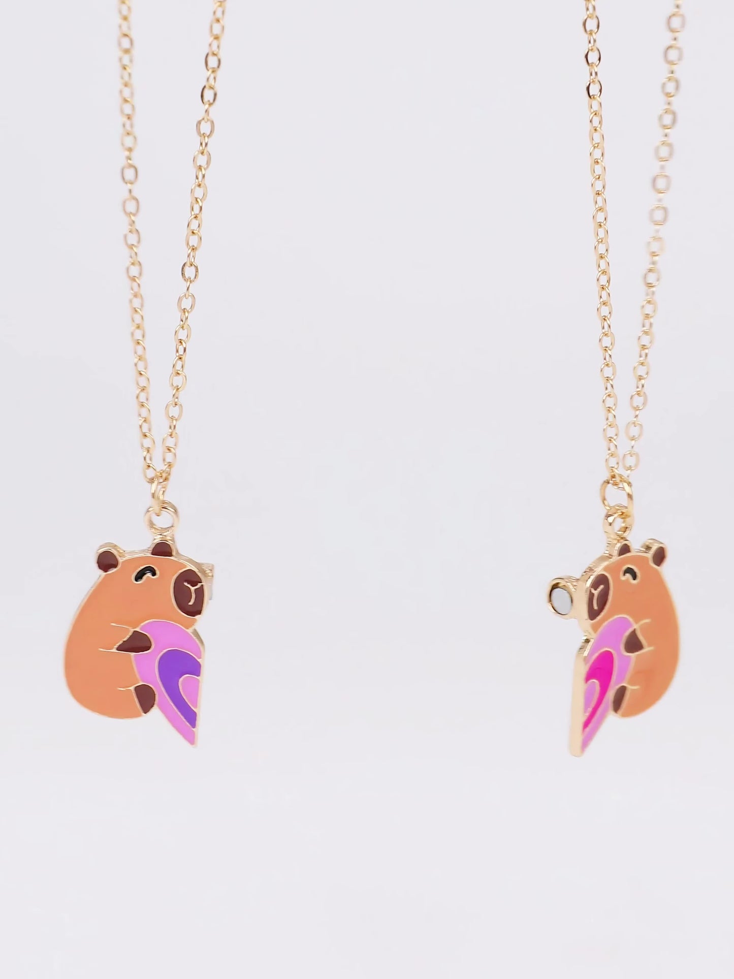 2pcs Cute Capybara Love Drop BFF Fashion Set Good Friend BFF Necklace for Teen Festival Birthday Party Music Festival Gift, For Teenager, For Teenager
