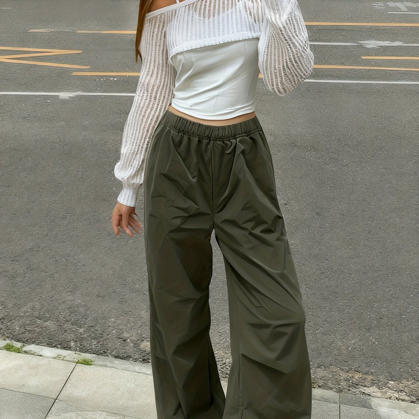 Youth 3pcs Set: Casual Mesh Top + Vest + Cargo Pants for Autumn/Winter, Perfect for Outdoor, for Teenager