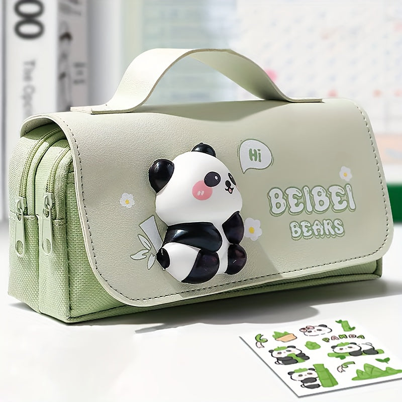Squeeze It! Trendy Pencil Case, Large Capacity Multi-Functional Stationery Box for Desk Organization - Five Styles: Cute Sloths, Pandas & Kittens (Unisex)
