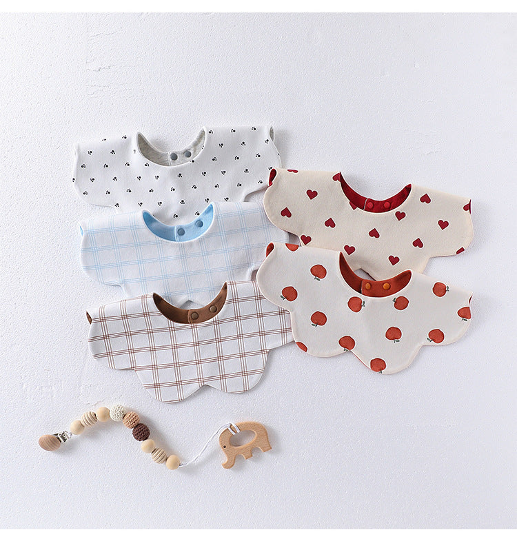 Adorable Simple Pattern Cotton Snap-on Flowers Shaped Bib-10